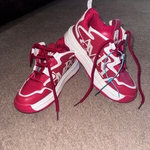 AMIRI Red and White Low-Top Sneakers